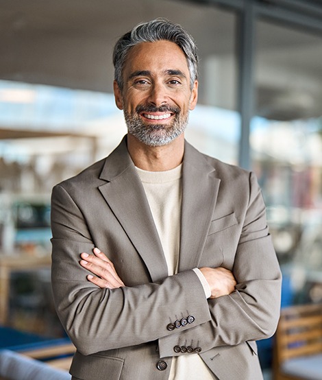 A happy middle-aged businessman